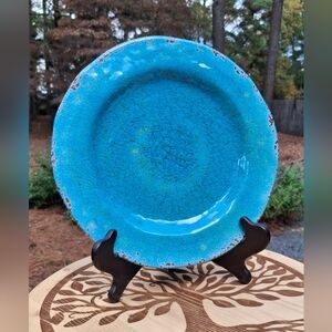 Pier 1 Imports Turquoise Carmelo Crackle Melamine 11 Inch Plate